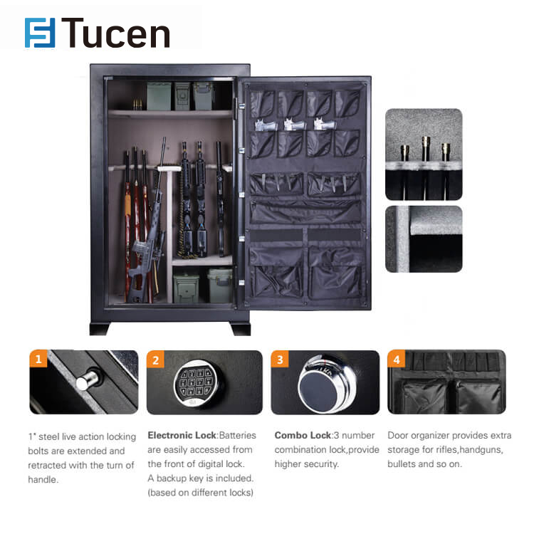 Tucen GSF0100E Series Large Luxury Vault Rifles Fireproof Gun Automatic Safe Deposit Box For 36 Guns Home