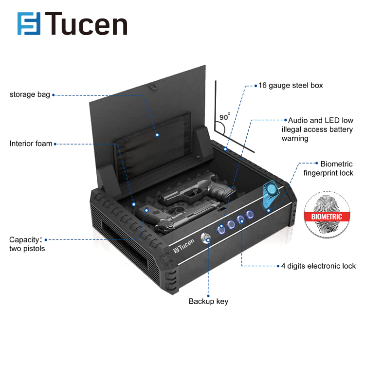 Tucen PS1001E Pistol Safe,Quick Acess Digital Gun Safe For Car/Home/Office